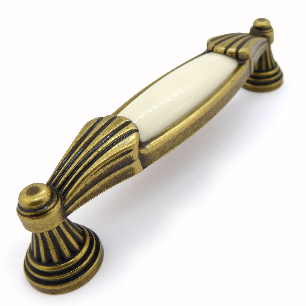 Landhausstil Möbelgriffe VENEZIA klein mit Porzellan-Inlay creme Florence