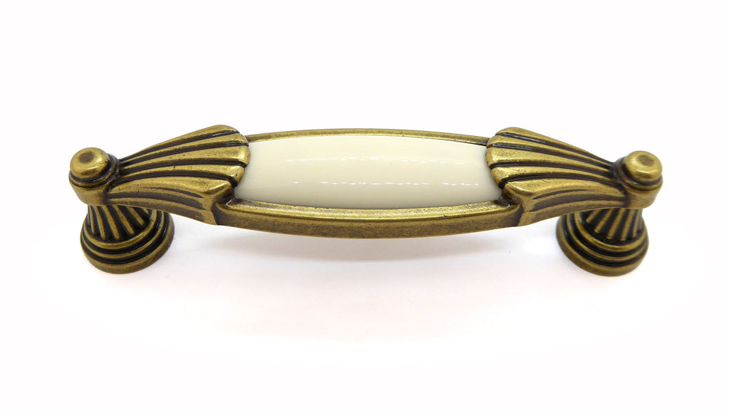 Landhausstil Möbelgriffe VENEZIA klein mit Porzellan-Inlay creme Florence