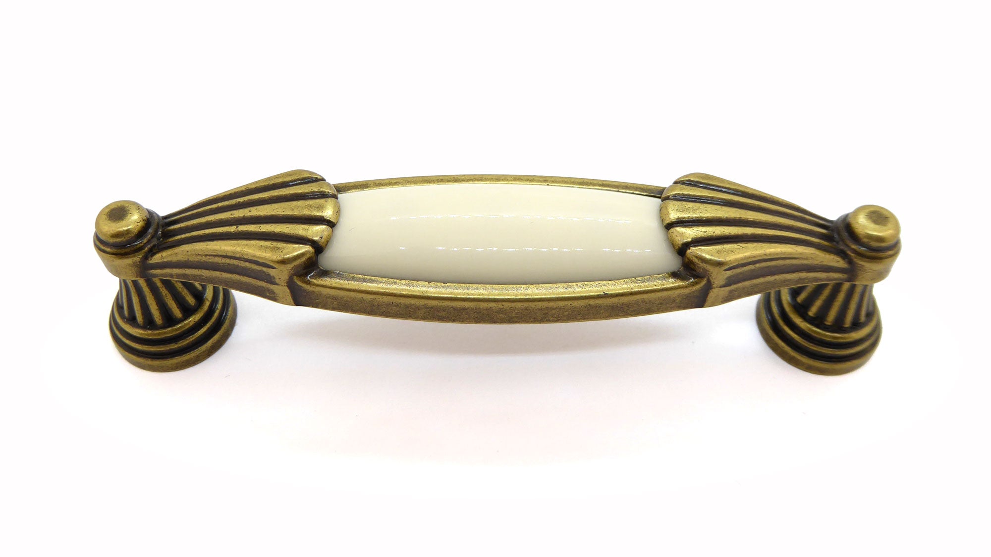 Landhausstil Möbelgriffe VENEZIA klein mit Porzellan-Inlay creme Florence