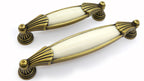 Landhausstil Möbelgriffe VENEZIA klein mit Porzellan-Inlay creme Florence