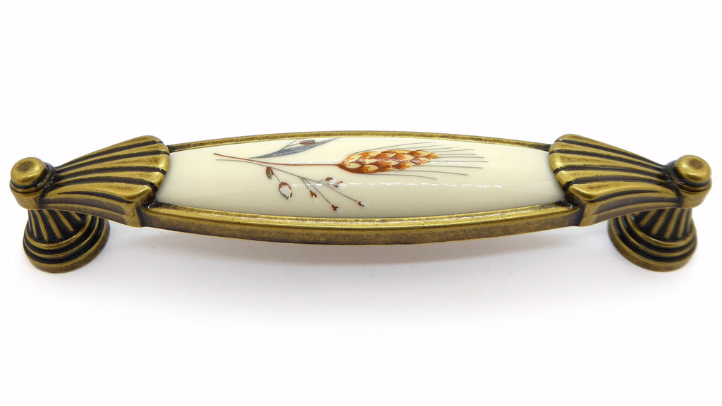 Landhausstil Möbelgriffe VENEZIA ÄHRE mit Porzellan-Inlay Florence