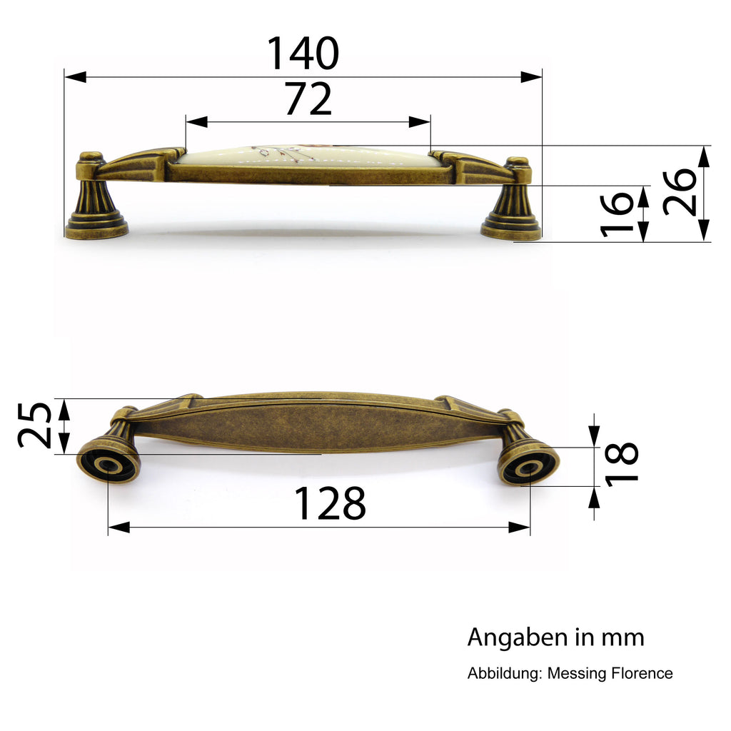 Landhausstil Möbelgriffe VENEZIA ÄHRE mit Porzellan-Inlay Florence