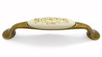 Landhausstil Bogengriffe mit Porzellan-Inlay creme mit Goldmuster
