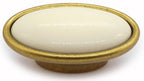 Vintage Möbelknauf mit Porzellan-Inlay creme Florence