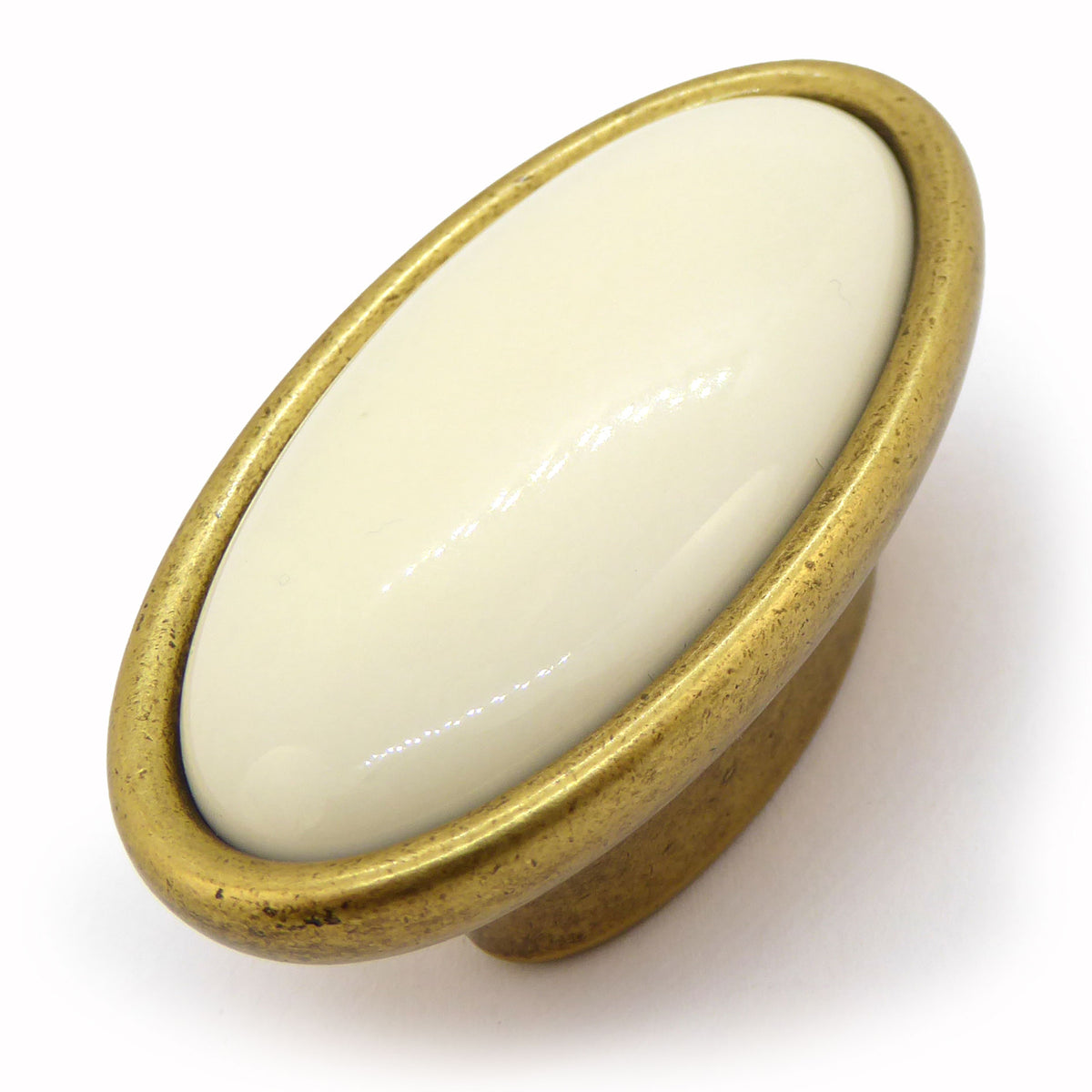 Vintage Möbelknauf mit Porzellan-Inlay creme Florence
