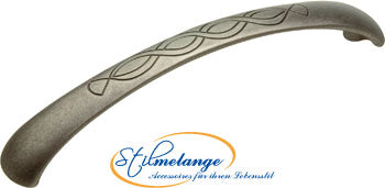 Bogengriff silbern matt mit Gravur 128 mm