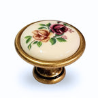 Landhausstil Ø 34mm Porzellanknopf Rosen mit Rand Florence