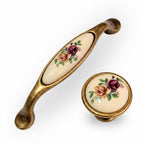 Landhausstil Ø 34mm Porzellanknopf Rosen mit Rand Florence